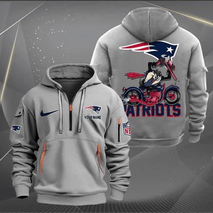 [SPECIAL OFFER] NEW CUSTOMIZED NFL27 NEP NEW ENGLAND PATRIOTS MUTICOLOR QUARTER ZIP HOODIE