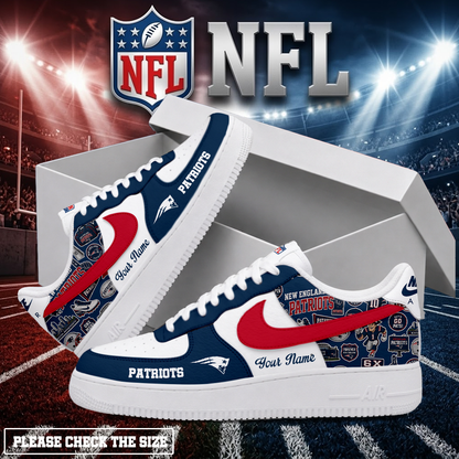 LIMITED EDITION - NEW CUSTOMIZED NFL27 NEP NEW ENGLAND PATRIOTS AF1 SHOES