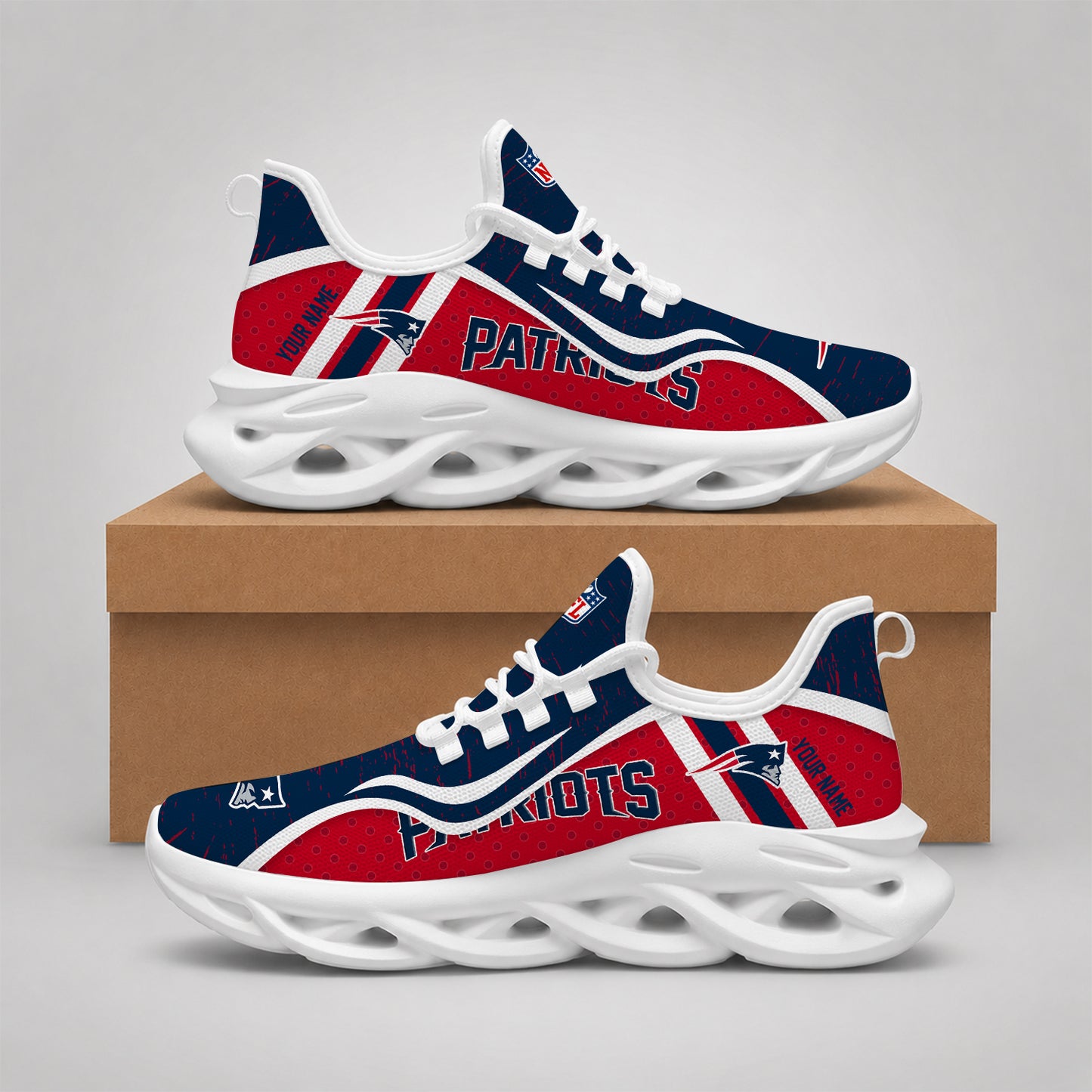 SPECIAL EDITION - NEW CUSTOMIZED NFL27 NEP NEW ENGLAND PATRIOTS MAX SOUL SHOES