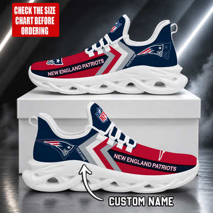 LIMITED EDITION - NEW CUSTOMIZED NFL27 NEP NEW ENGLAND PATRIOTS UNISEX MAX SOUL SHOES