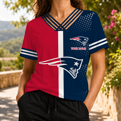 LIMITED EDITION - NEW CUSTOMIZED NFL27 NEP NEW ENGLAND PATRIOTS V-NECK SHIRT