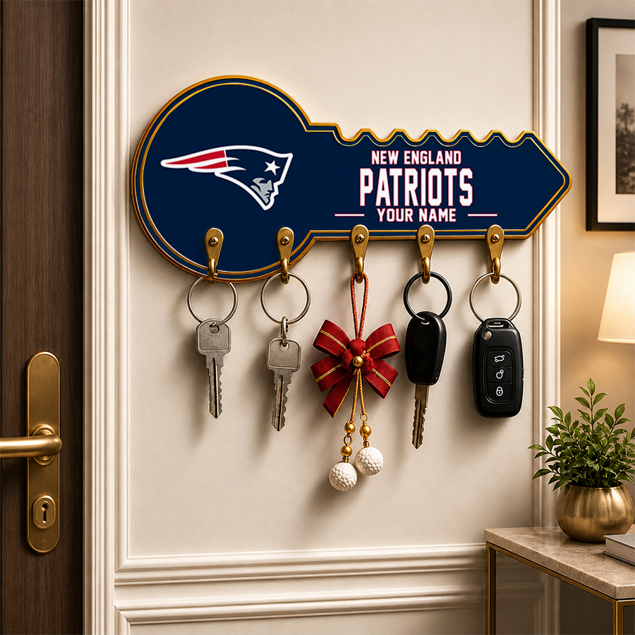 [SPECIAL OFFER] NEW CUSTOMIZED NFL27 NEP NEW ENGLAND PATRIOTS WALL KEY HOLDER FOR HOME