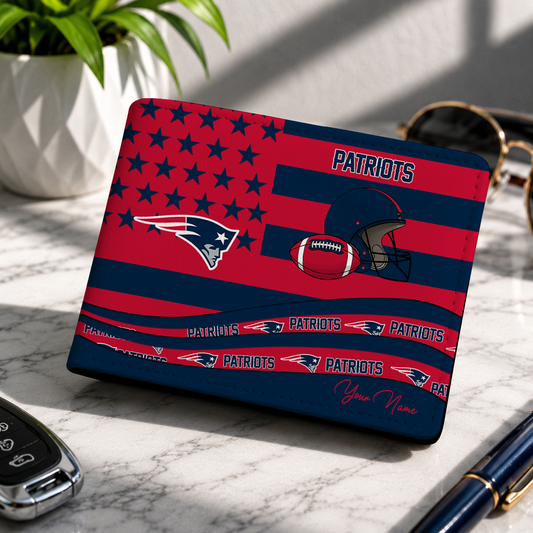 LIMITED EDITION - NEW CUSTOMIZED NFL27 NEP NEW ENGLAND PATRIOTS LEATHER WALLET