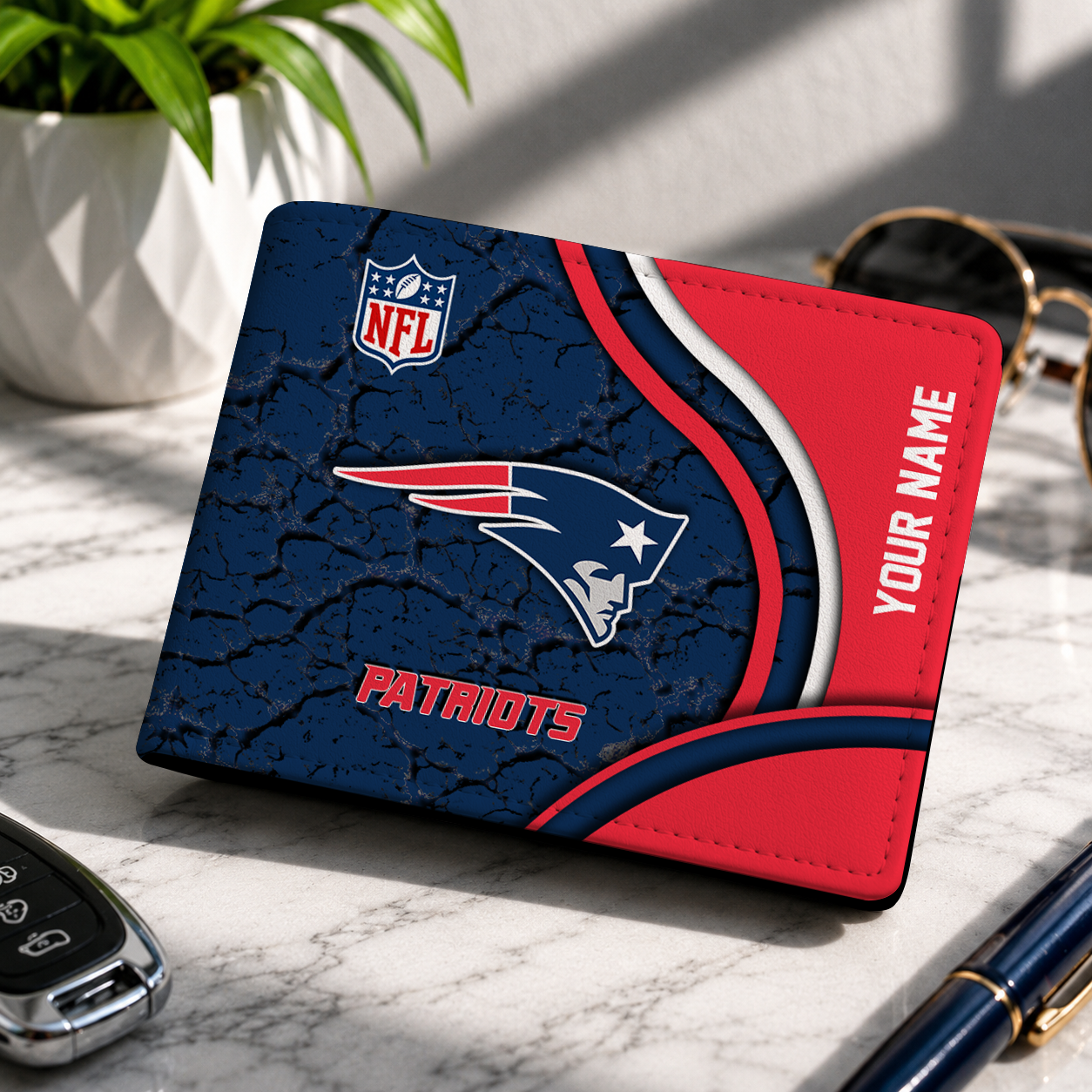 MEGA SALE - NEW CUSTOMIZED NFL27 NEP NEW ENGLAND PATRIOTS LEATHER WALLET