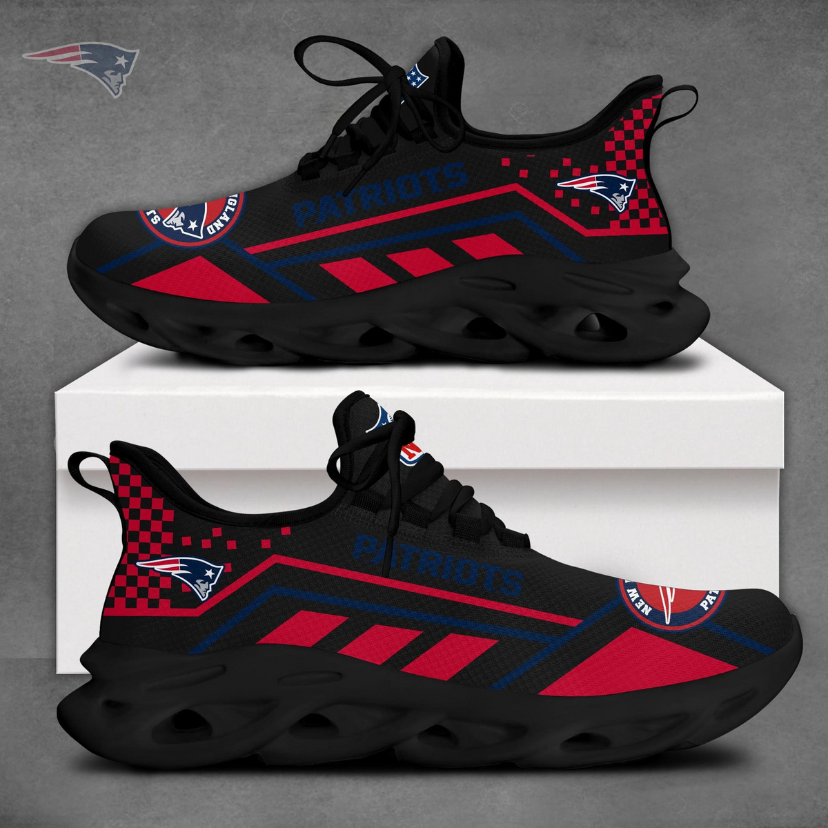 SPECIAL EDITION - NEW CUSTOMIZED NFL27 NEP NEW ENGLAND PATRIOTS MAX SOUL SHOES