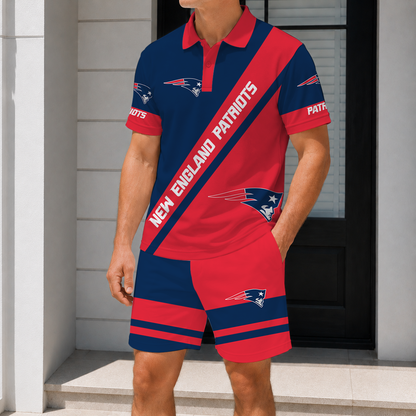 SPECIAL EDITION - NEW CUSTOMIZED NFL27 NEP NEW ENGLAND PATRIOTS POLO SHIRT & SHORT PANTS SET