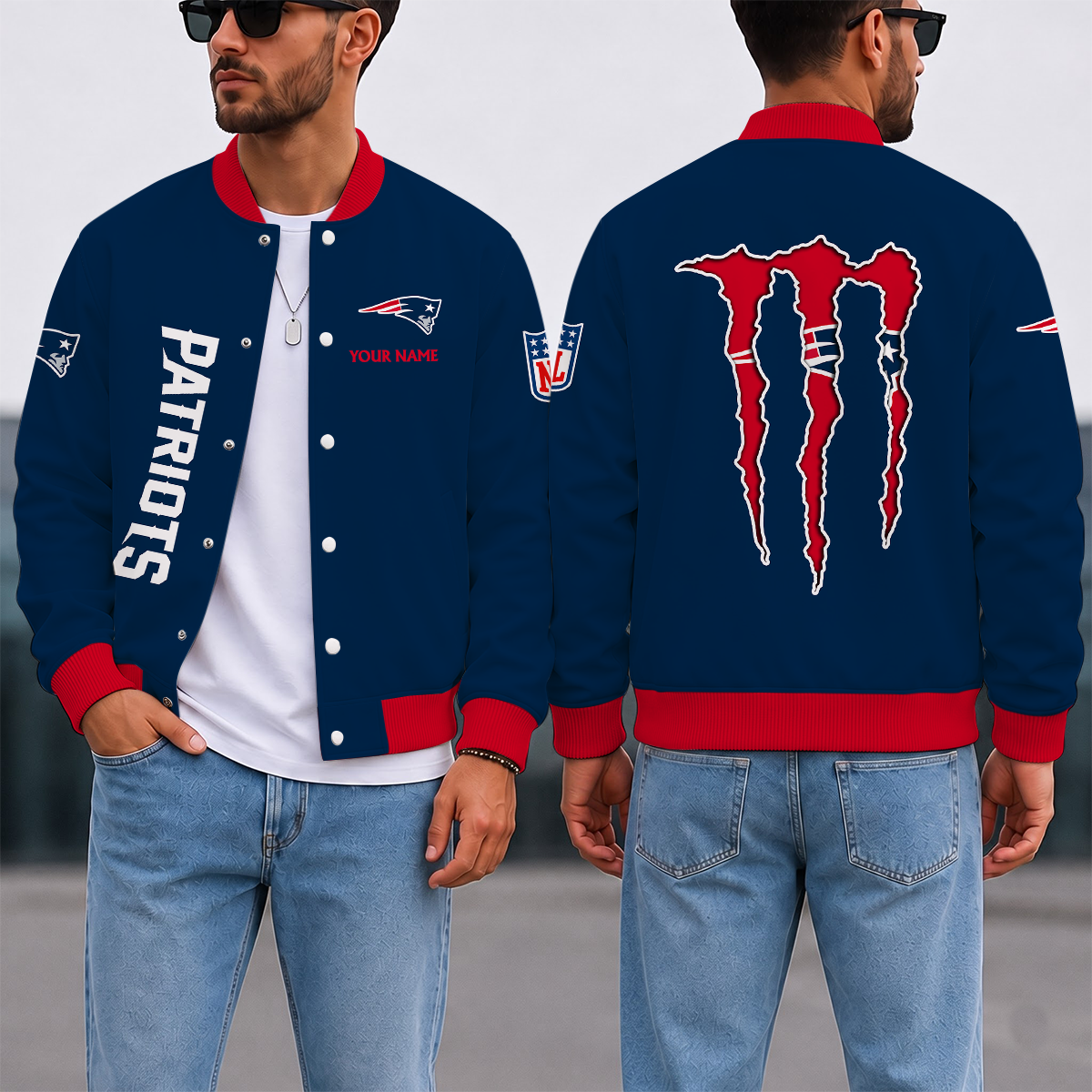 LIMITED EDITION - NEW CUSTOMIZED NFL27 NEP NEW ENGLAND PATRIOTS SATIN VARSITY & BASEBALL JACKET