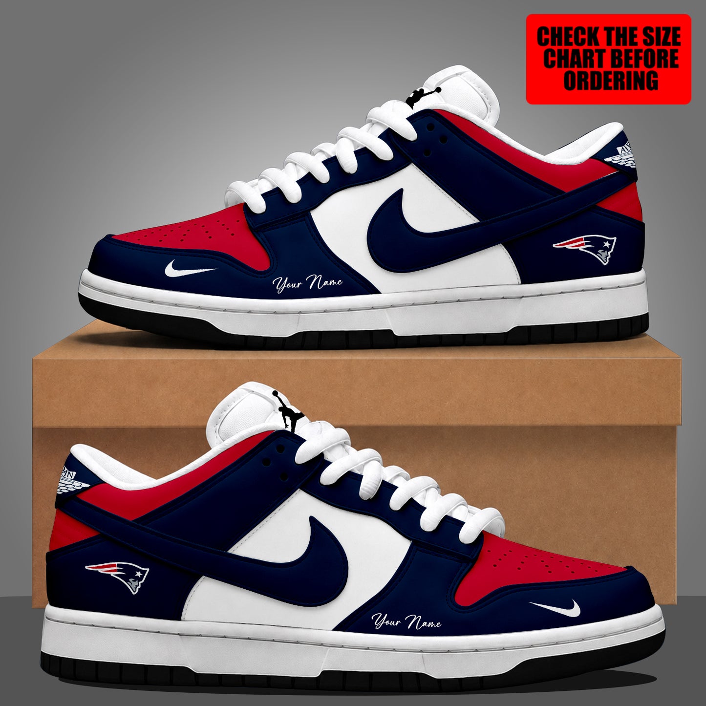 [SPECIAL OFFER] NEW CUSTOMIZED NFL27 NEP NEW ENGLAND PATRIOTS DUNK LOW SHOES