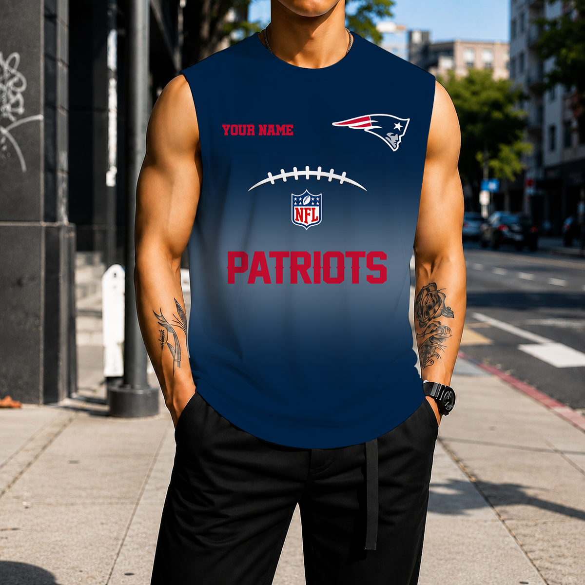 LIMITED EDITION - NEW CUSTOMIZED NFL27 NEP NEW ENGLAND PATRIOTS MEN'S GYM SHIRT