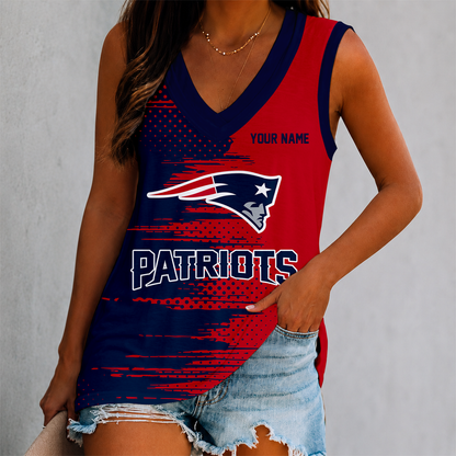LIMITED EDITION - NEW CUSTOMIZED NFL27 NEP NEW ENGLAND PATRIOTS WOMEN'S V-NECK TANK TOP
