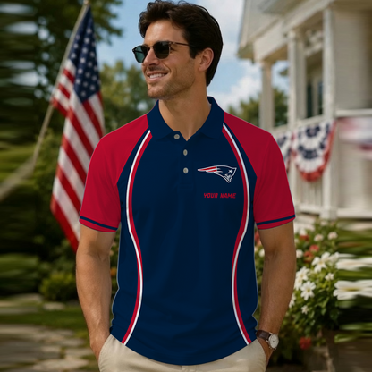 [SPECIAL OFFER] NEW CUSTOMIZED NFL27 NEP NEW ENGLAND PATRIOTS POLO SHIRT