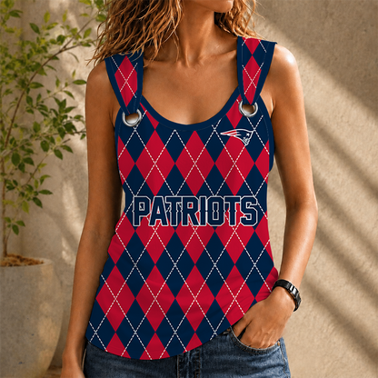 [SPECIAL OFFER] NEW CUSTOMIZED NFL27 NEP NEW ENGLAND PATRIOTS O-RING SHOULDER TANK TOP