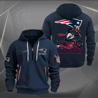 [SPECIAL OFFER] NEW CUSTOMIZED NFL27 NEP NEW ENGLAND PATRIOTS MUTICOLOR QUARTER ZIP HOODIE