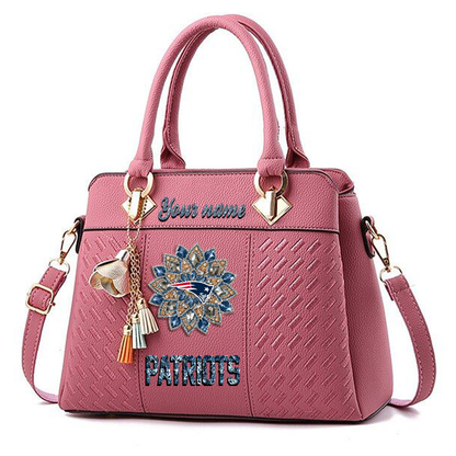 LIMITED EDITION - NEW CUSTOMIZED NFL27 NEP NEW ENGLAND PATRIOTS WOMEN'S ZIP HANDBAG MULTICOLOR
