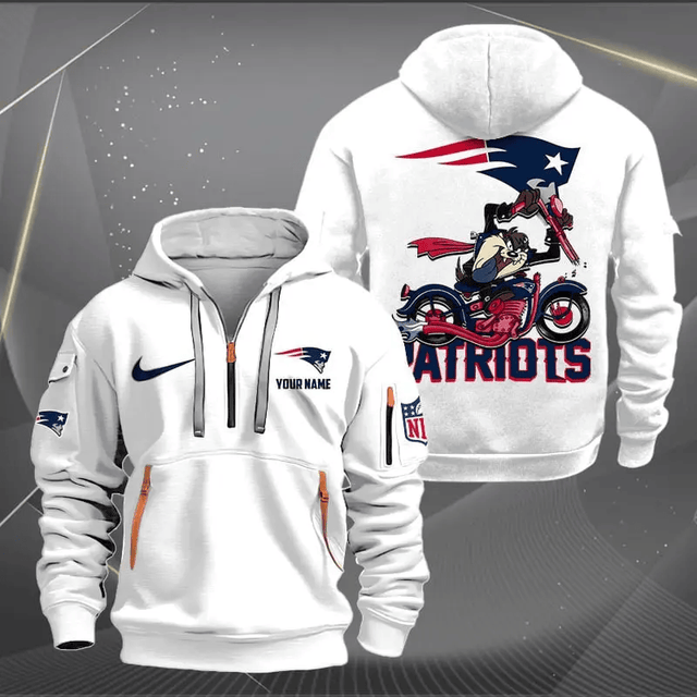 [SPECIAL OFFER] NEW CUSTOMIZED NFL27 NEP NEW ENGLAND PATRIOTS MUTICOLOR QUARTER ZIP HOODIE