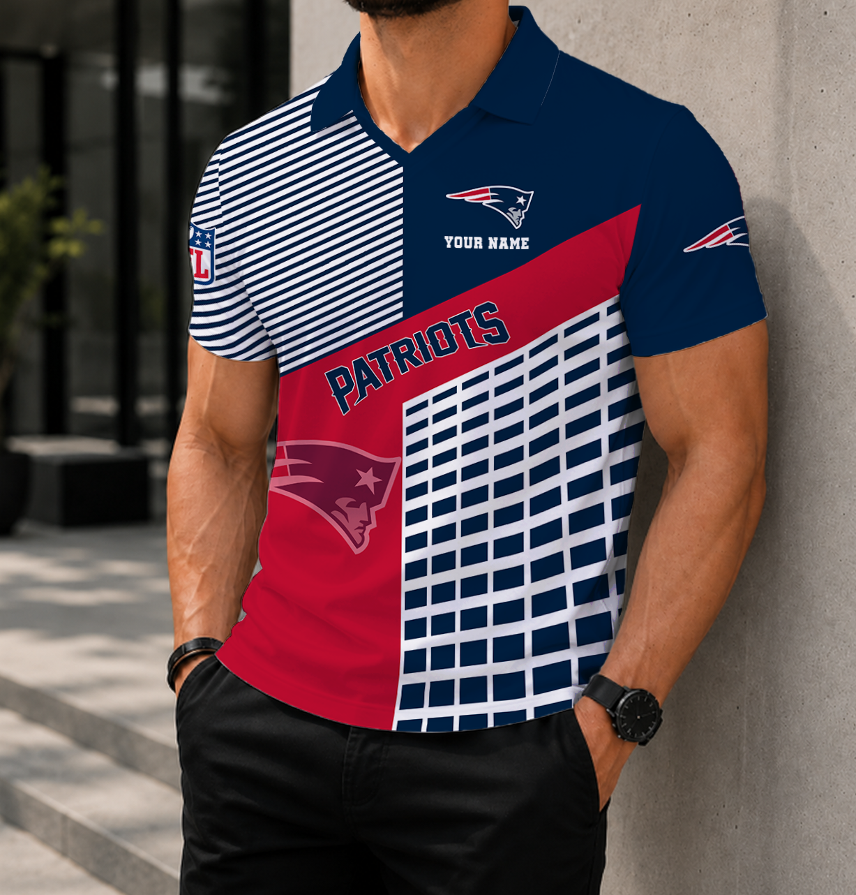 LIMITED EDITION - NEW CUSTOMIZED NFL27 NEP NEW ENGLAND PATRIOTS POLO SHIRT