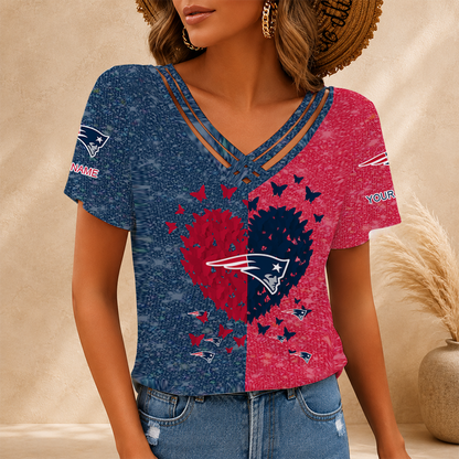 LIMITED EDITION - NEW CUSTOMIZED NFL27 NEP NEW ENGLAND PATRIOTS V-NECK SHIRT