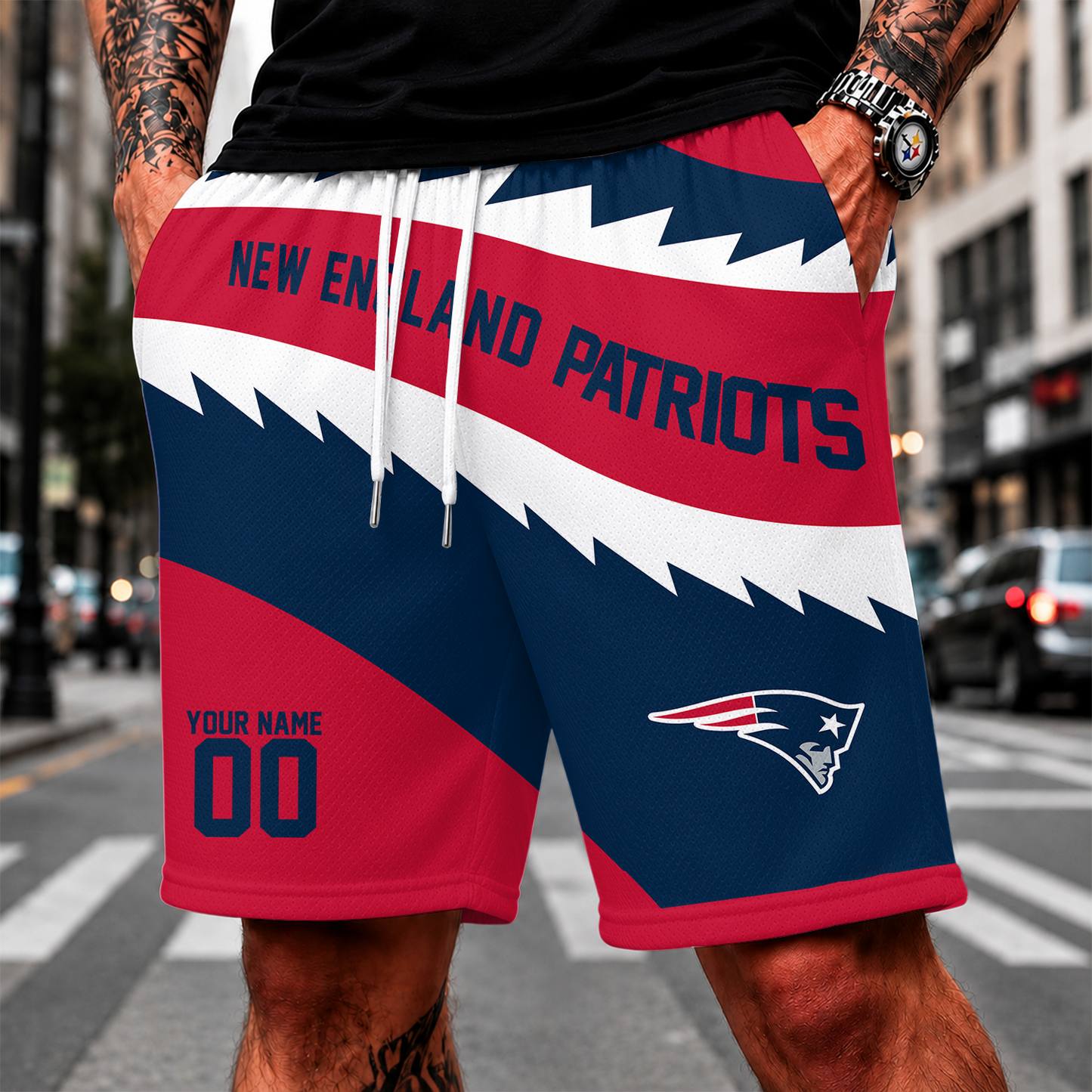 [SPECIAL OFFER] NEW CUSTOMIZED NFL27 NEP NEW ENGLAND PATRIOTS SHORT PANTS