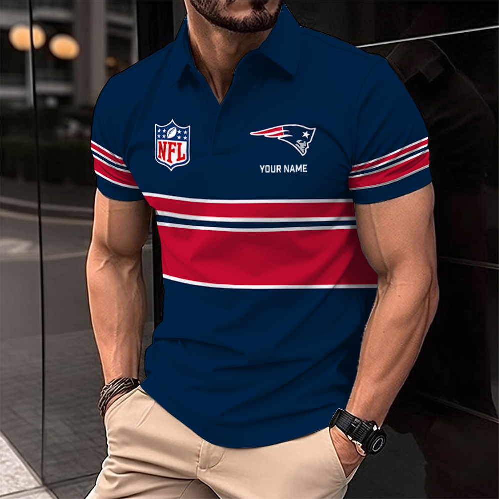 [SPECIAL OFFER] NEW CUSTOMIZED NFL27 NEP NEW ENGLAND PATRIOTS POLO SHIRT