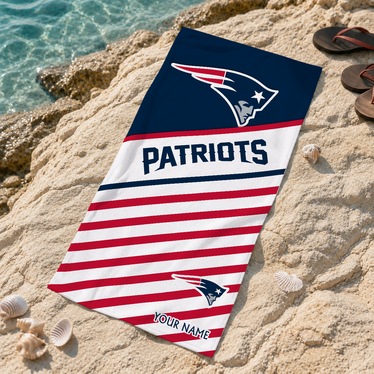 EXCLUSIVE EDITION - NEW CUSTOMIZED NFL27 NEP NEW ENGLAND PATRIOTS BEACH TOWEL