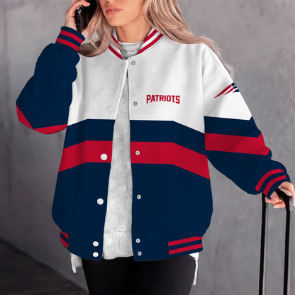 [SPECIAL OFFER] NEW CUSTOMIZED NFL27 NEP NEW ENGLAND PATRIOTS SATIN VARSITY & BASEBALL JACKET