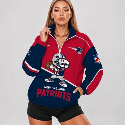 LIMITED EDITION - NEW CUSTOMIZED NFL27 NEP NEW ENGLAND PATRIOTS V-NECK ZIPPER SWEATSHIRT JACKET