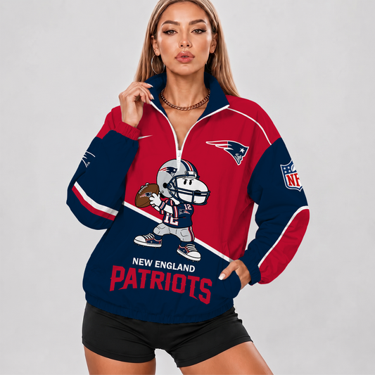 LIMITED EDITION - NEW CUSTOMIZED NFL27 NEP NEW ENGLAND PATRIOTS V-NECK ZIPPER SWEATSHIRT JACKET