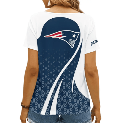 LIMITED EDITION - NEW CUSTOMIZED NFL27 NEP NEW ENGLAND PATRIOTS V-NECK FEMALE SHIRT