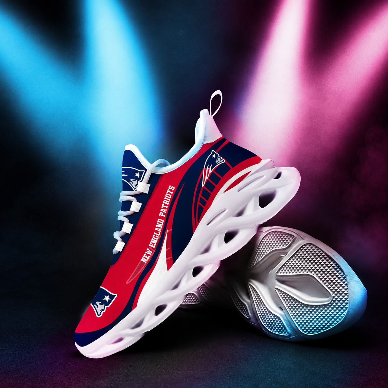 LIMITED EDITION - NEW CUSTOMIZED NFL27 NEP NEW ENGLAND PATRIOTS UNISEX MAX SOUL SHOES