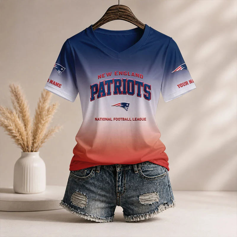 LIMITED EDITION - NEW CUSTOMIZED NFL27 NEP NE PATRIOTS V-NECK FEMALE SHIRT