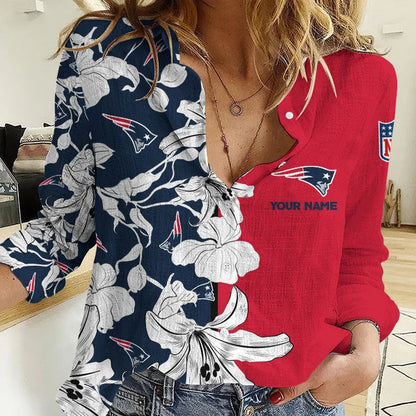 [SPECIAL OFFER] NEW CUSTOMIZED NFL27 NEP NEW ENGLAND PATRIOTS WOMEN CASUAL SHIRT FOR FAN