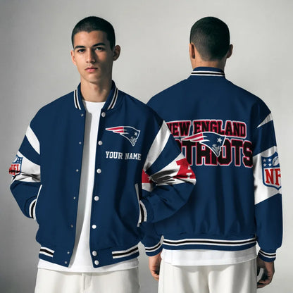 [HOT DEAL] NEW CUSTOMIZED NFL27 NEP NEW ENGLAND PATRIOTS SATIN VARSITY & BASEBALL JACKET