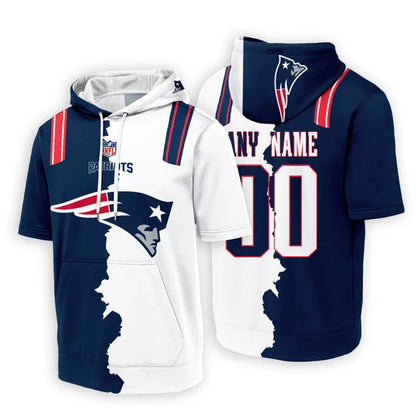 LIMITED EDITION - NEW CUSTOMIZED NFL27 NEP NEW ENGLAND PATRIOTS SHORT SLEEVE HOODIE T-SHIRT