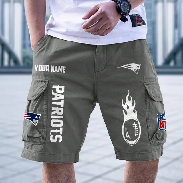 [SPECIAL OFFER] NEW CUSTOMIZED NFL27 NEP NEW ENGLAND PATRIOTS CARGO SHORTS