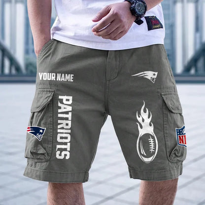 [SPECIAL OFFER] NEW CUSTOMIZED NFL27 NEP NEW ENGLAND PATRIOTS CARGO SHORTS