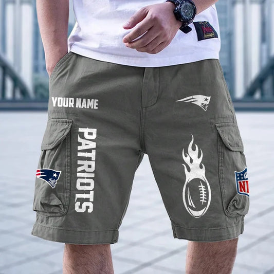 [SPECIAL OFFER] NEW CUSTOMIZED NFL27 NEP NEW ENGLAND PATRIOTS CARGO SHORTS