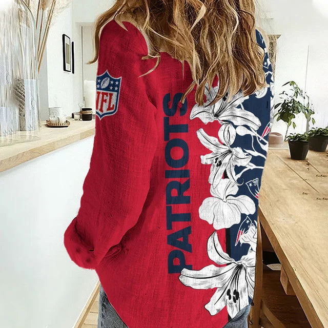 [SPECIAL OFFER] NEW CUSTOMIZED NFL27 NEP NEW ENGLAND PATRIOTS WOMEN CASUAL SHIRT FOR FAN