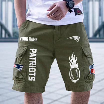 [SPECIAL OFFER] NEW CUSTOMIZED NFL27 NEP NEW ENGLAND PATRIOTS CARGO SHORTS