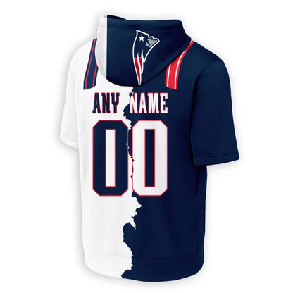 LIMITED EDITION - NEW CUSTOMIZED NFL27 NEP NEW ENGLAND PATRIOTS SHORT SLEEVE HOODIE T-SHIRT