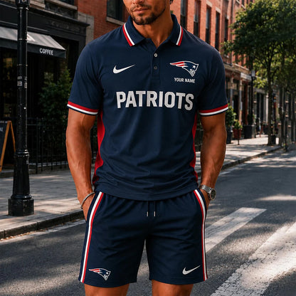 [SPECIAL OFFER] NEW CUSTOMIZED NFL27 NEP NEW ENGLAND PATRIOTS POLO SHIRT & SHORT PANTS