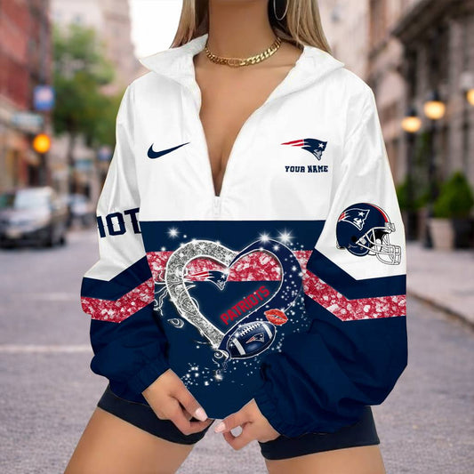LIMITED EDITION - NEW CUSTOMIZED NFL27 NEP NEW ENGLAND PATRIOTS V-NECK ZIPPER SWEATSHIRT JACKET