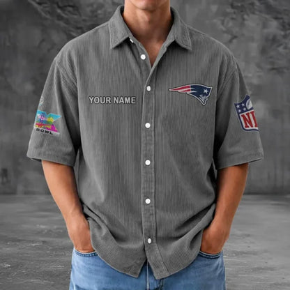 LIMITED EDITION - NEW CUSTOMIZED NFL27 NEP NEW ENGLAND PATRIOTS SEERSUCKER BUTTON SHIRT