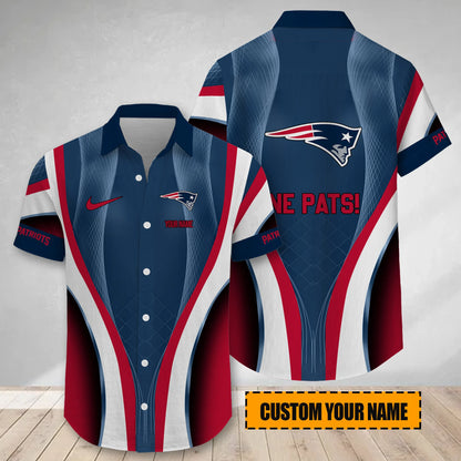 LIMITED EDITION - NEW CUSTOMIZED NFL27 NEP NEW ENGLAND PATRIOTS SHORT SLEEVE BUTTON-UP SHIRT