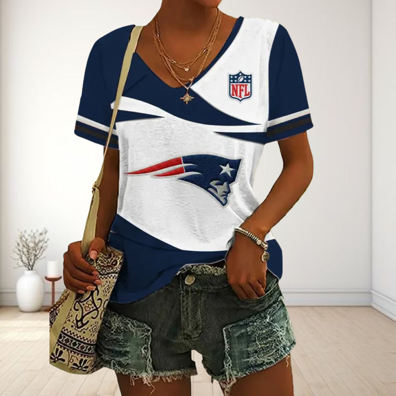 LIMITED EDITION - NEW CUSTOMIZED NFL27 NEP NEW ENGLAND PATRIOTS V-NECK FEMALE SHIRT