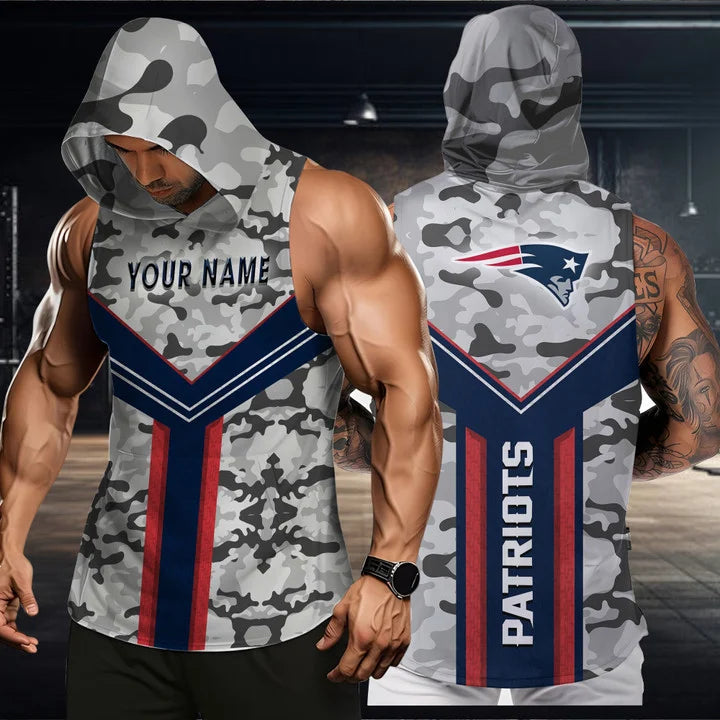 LIMITED EDITION - NEW CUSTOMIZED NFL27 NEP NEW ENGLAND PATRIOTS HOODED TANK TOP