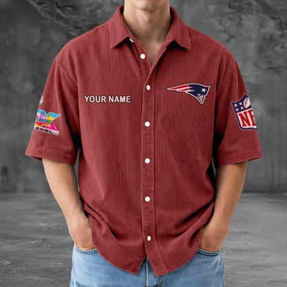 LIMITED EDITION - NEW CUSTOMIZED NFL27 NEP NEW ENGLAND PATRIOTS SEERSUCKER BUTTON SHIRT