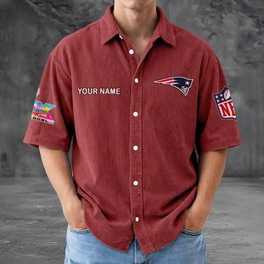LIMITED EDITION - NEW CUSTOMIZED NFL27 NEP NEW ENGLAND PATRIOTS SEERSUCKER BUTTON SHIRT