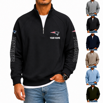 [SPECIAL OFFER] NEW CUSTOMIZED NFL27 NEP NEW ENGLAND PATRIOTS MEN'S QUARTER ZIP PULLOVER