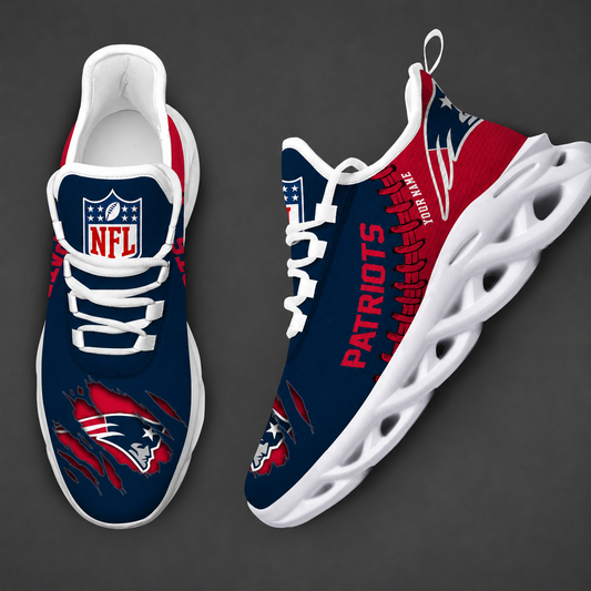 LIMITED EDITION - NEW CUSTOMIZED NFL27 NEP NEW ENGLAND PATRIOTS UNISEX MAX SOUL SHOES