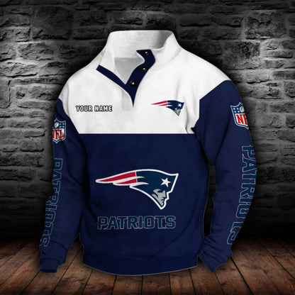 LIMITED EDITION - NEW CUSTOMIZED NFL27 NEP NEW ENGLAND PATRIOTS QUARTER-BUTTON STAND-COLLAR SWEATSHIRT